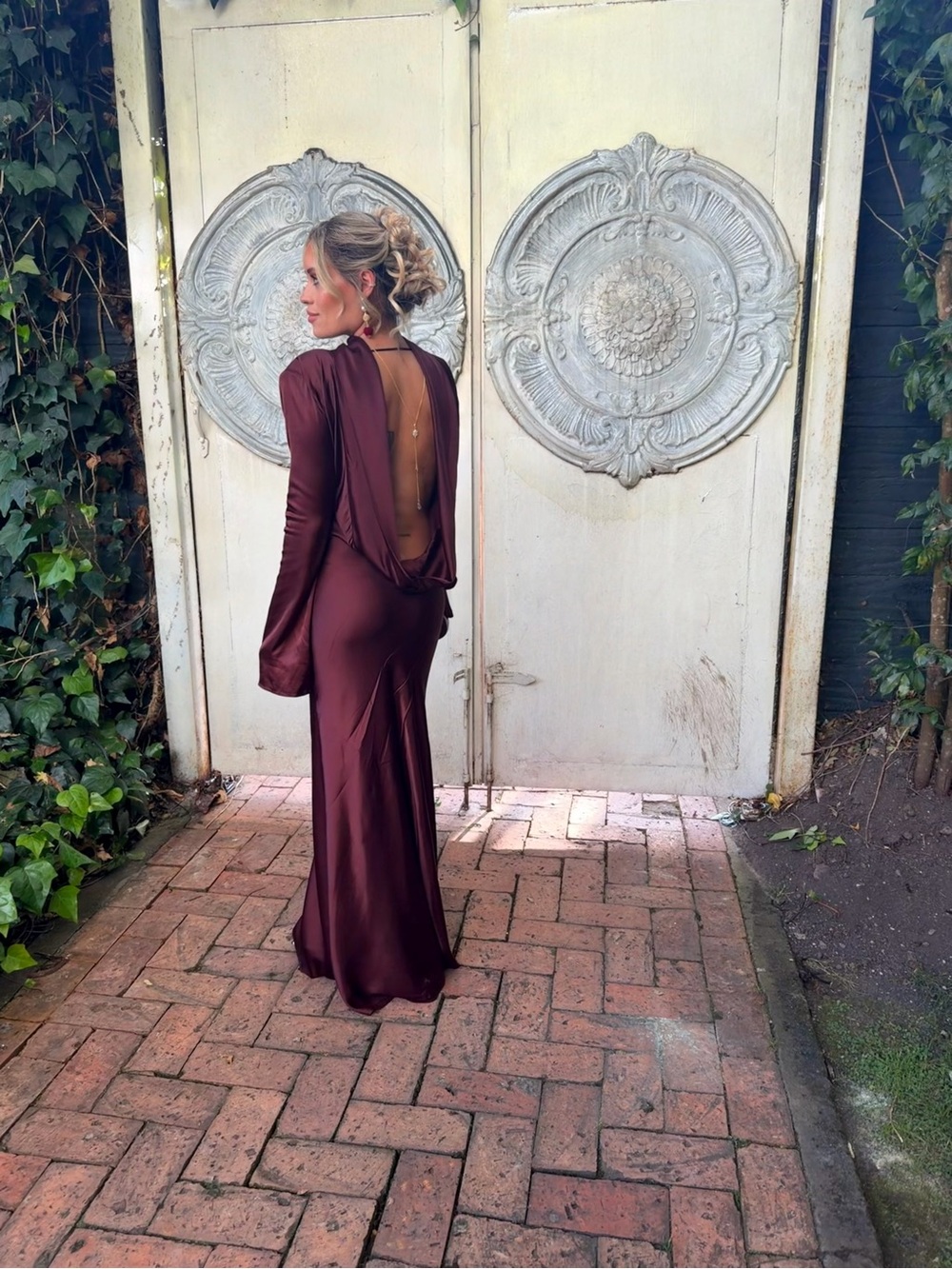 Camila Coelho Burgundy Satin Maxi Dress
